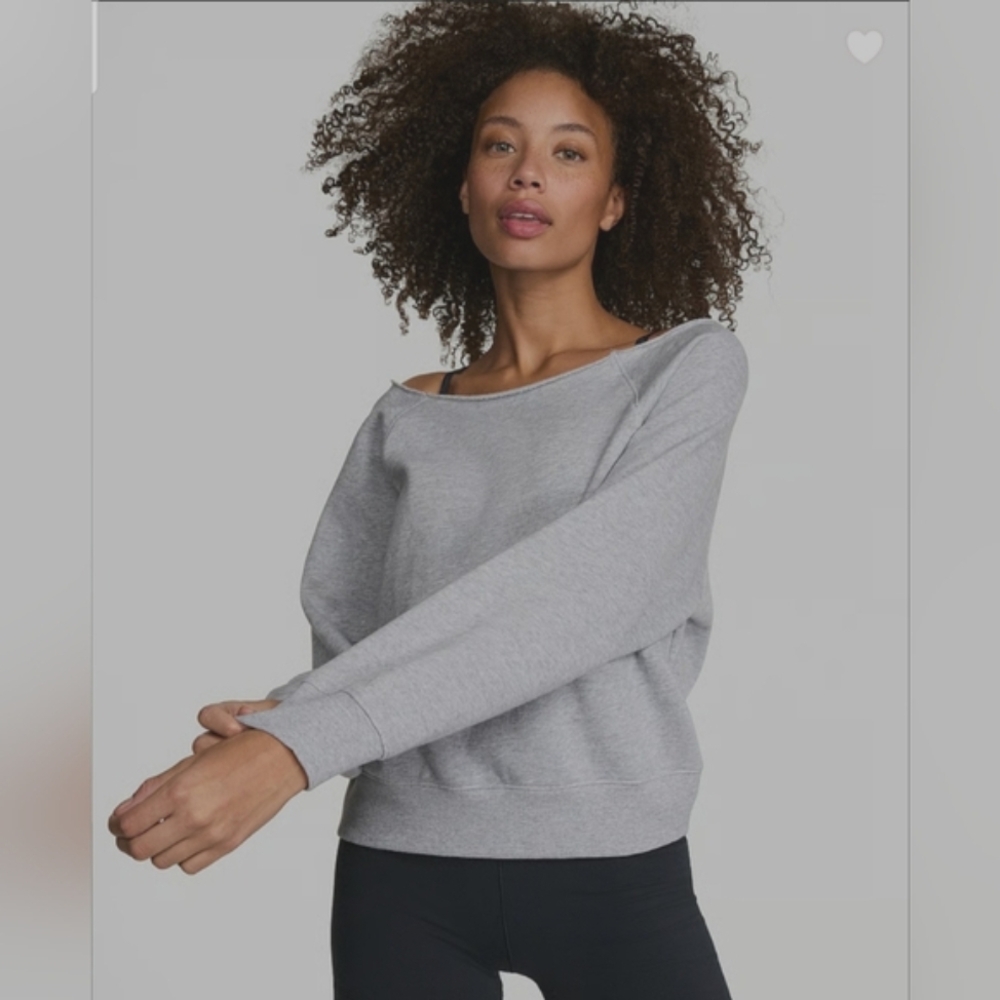 PINK Victoria's Secret Gray Off Shoulder Medium Comfy Sweatshirt